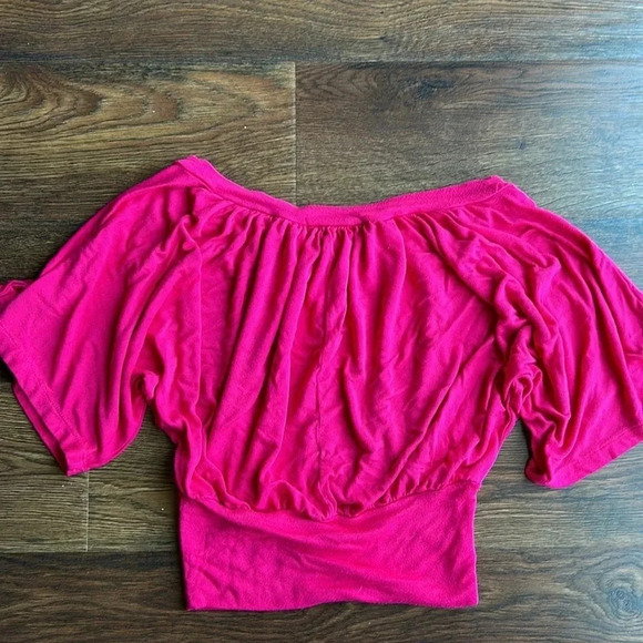 Charlotte Russe Hot Pink Blouse | Hot Pink Shirt | Stretchy Shirt | Pink - Picture 5 of 8